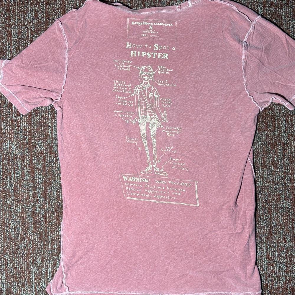 Lucky Brand hipster Graphic Men's T-Shirt small short sleeve casual tee red - Picture 7 of 9